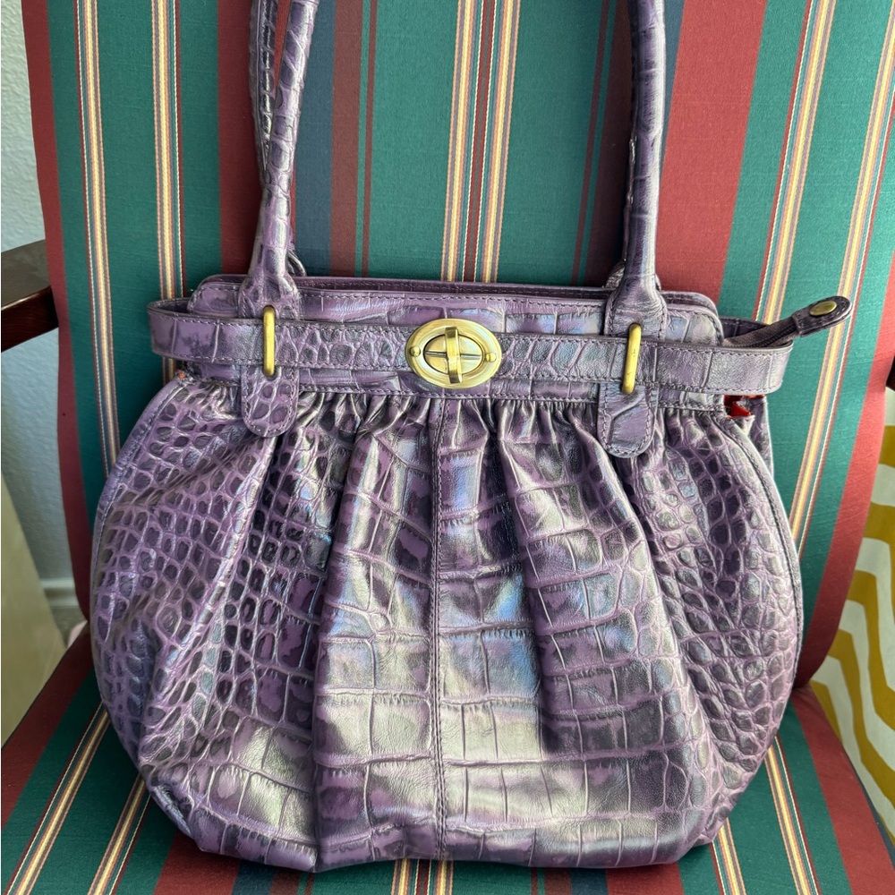 Michael Rome  Designs Croco Embossed Leather Purple Purse - Picture 13 of 15